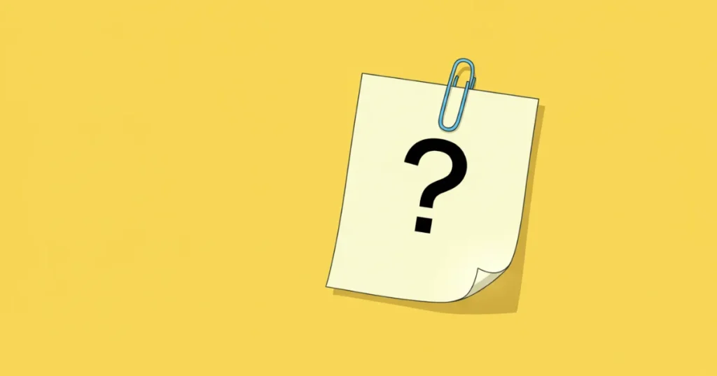 ？が描かれたメモがクリップで止められているイラスト