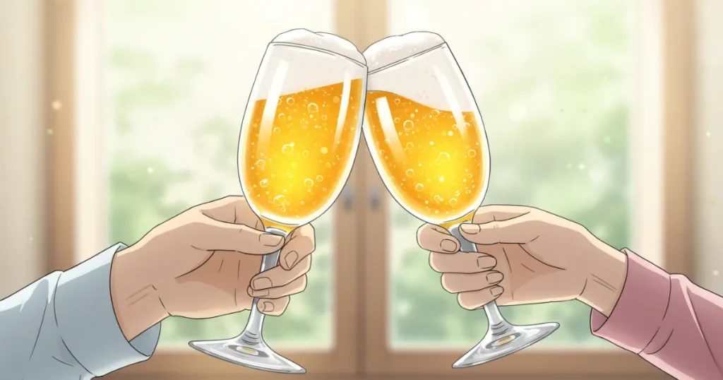 バイアグラを飲むためにお酒を適量を心がけて乾杯している