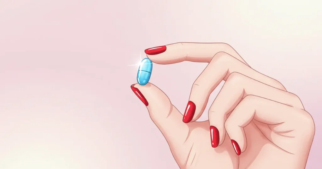 EDに効果が見込める薬を持っている手のイラスト