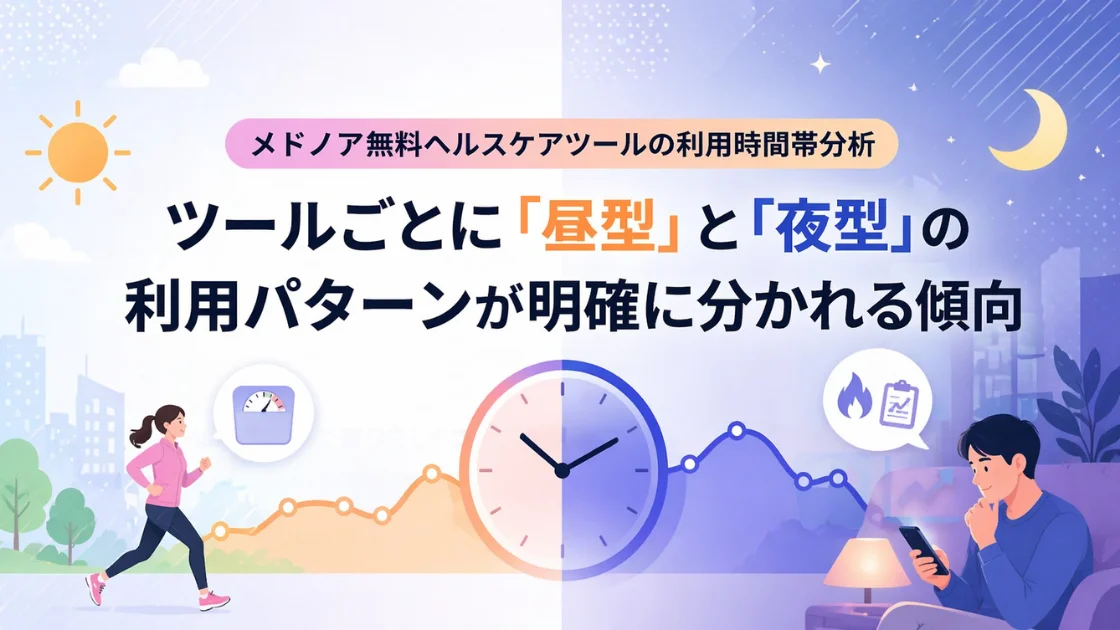 メドノア無料ヘルスケアツール 利用時間帯パターン調査 ― 「昼型ツール」と「夜型ツール」の二極化が明らかに