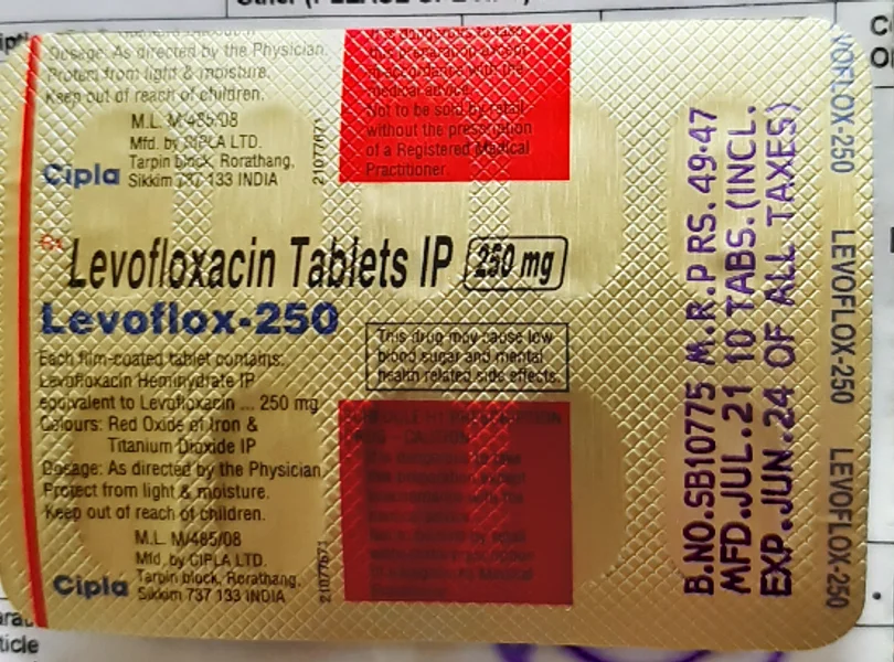 レボフロックス(Levoflox)250mg のシート(裏面)
