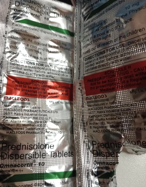 プレドニゾロン(Prednisolone)10mg のシート(裏面)