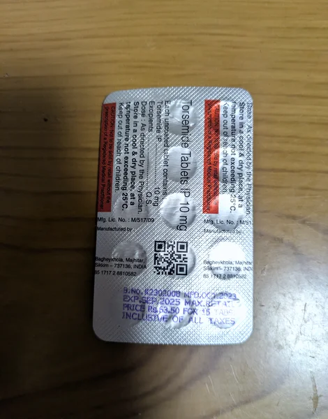 トール 10mg(Torsemide Tablets IP 10mg / INTAS)の箱