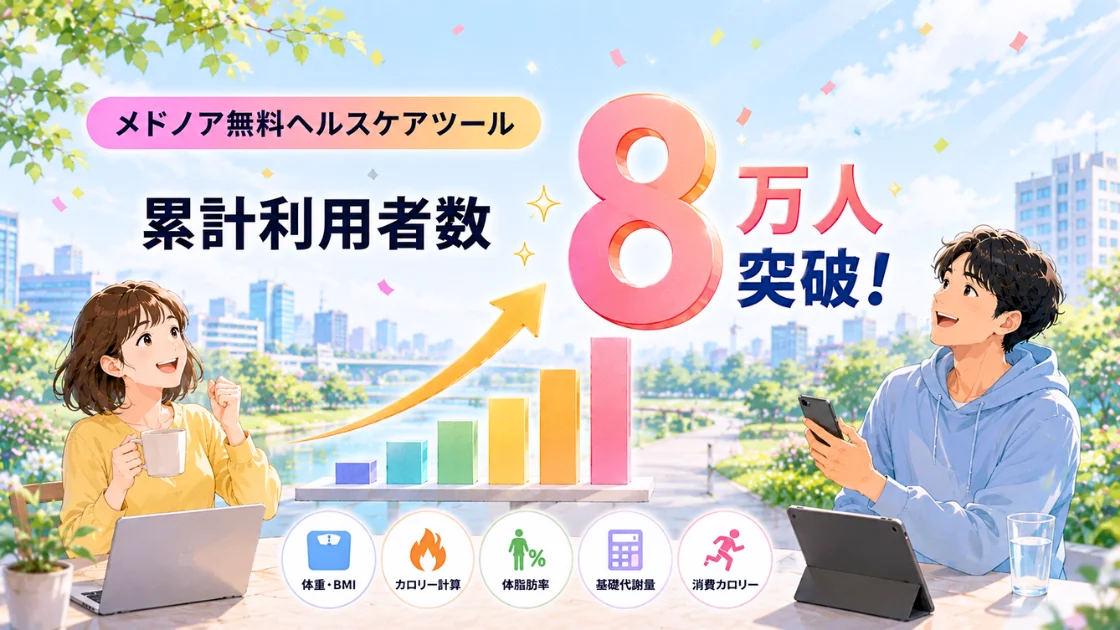 メドノア無料ヘルスケアツール 累計利用者数が8万人を突破 ― 5万人突破から約1ヶ月で3万人を上積み