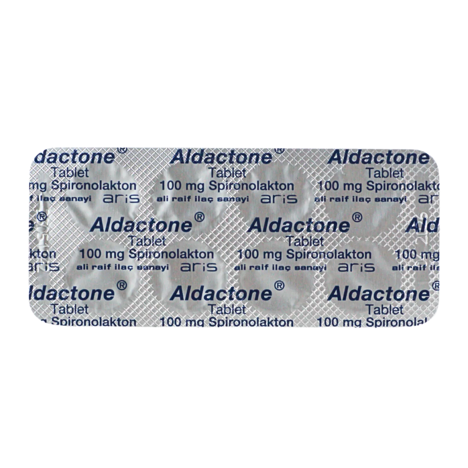 アルダクトン（Aldactone）が8錠入ったシート（裏面）