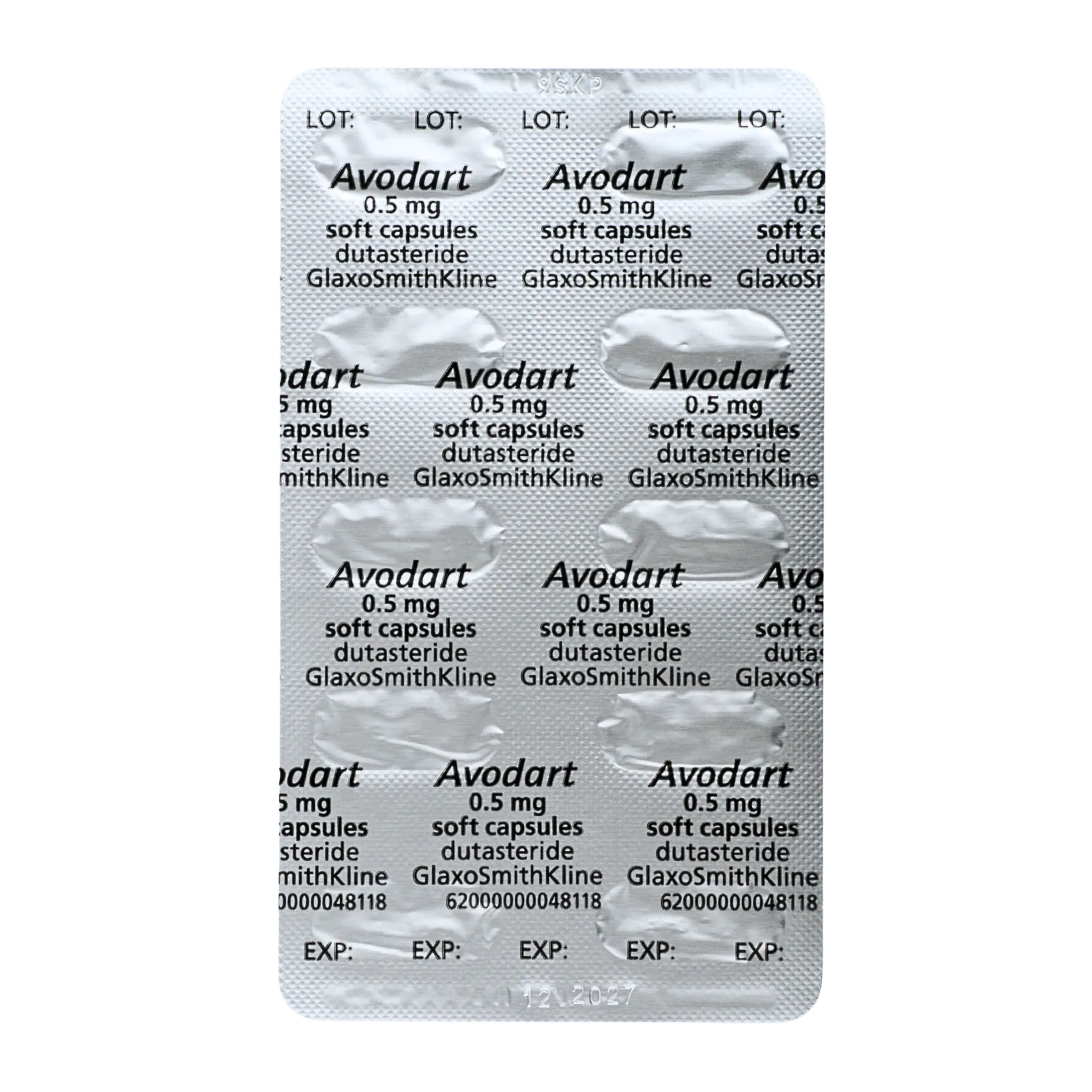 アボダート（Avodart）が10錠入ったシート（裏面）