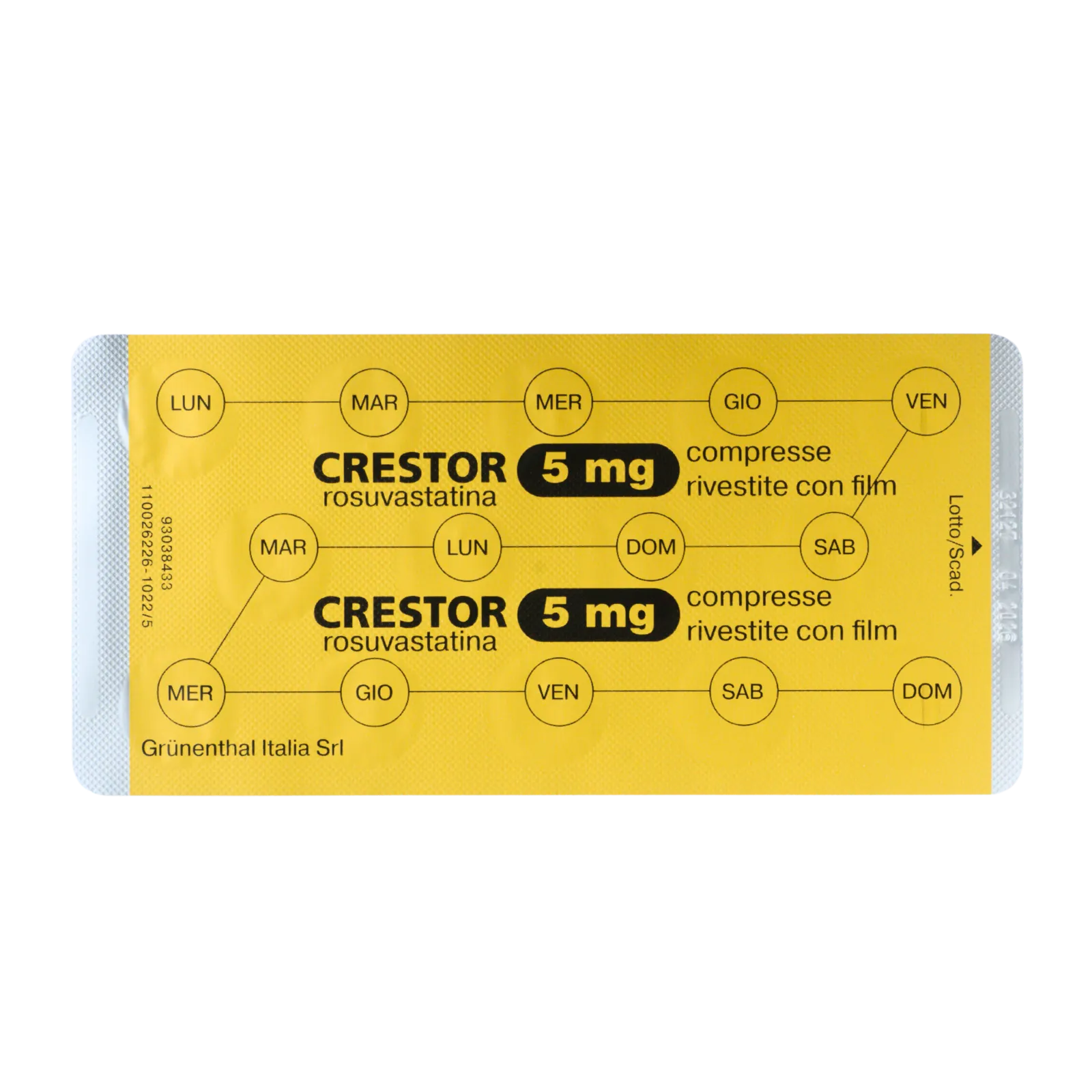 クレストール（CRESTOR）が14錠が入ったシート（裏面）