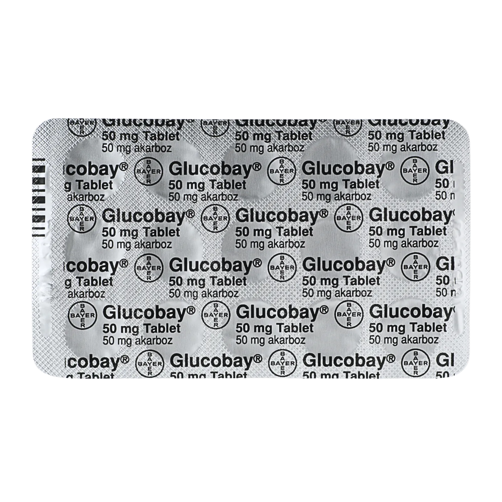 グルコバイ（Glucobay）50mgが15錠入ったシート（裏面）