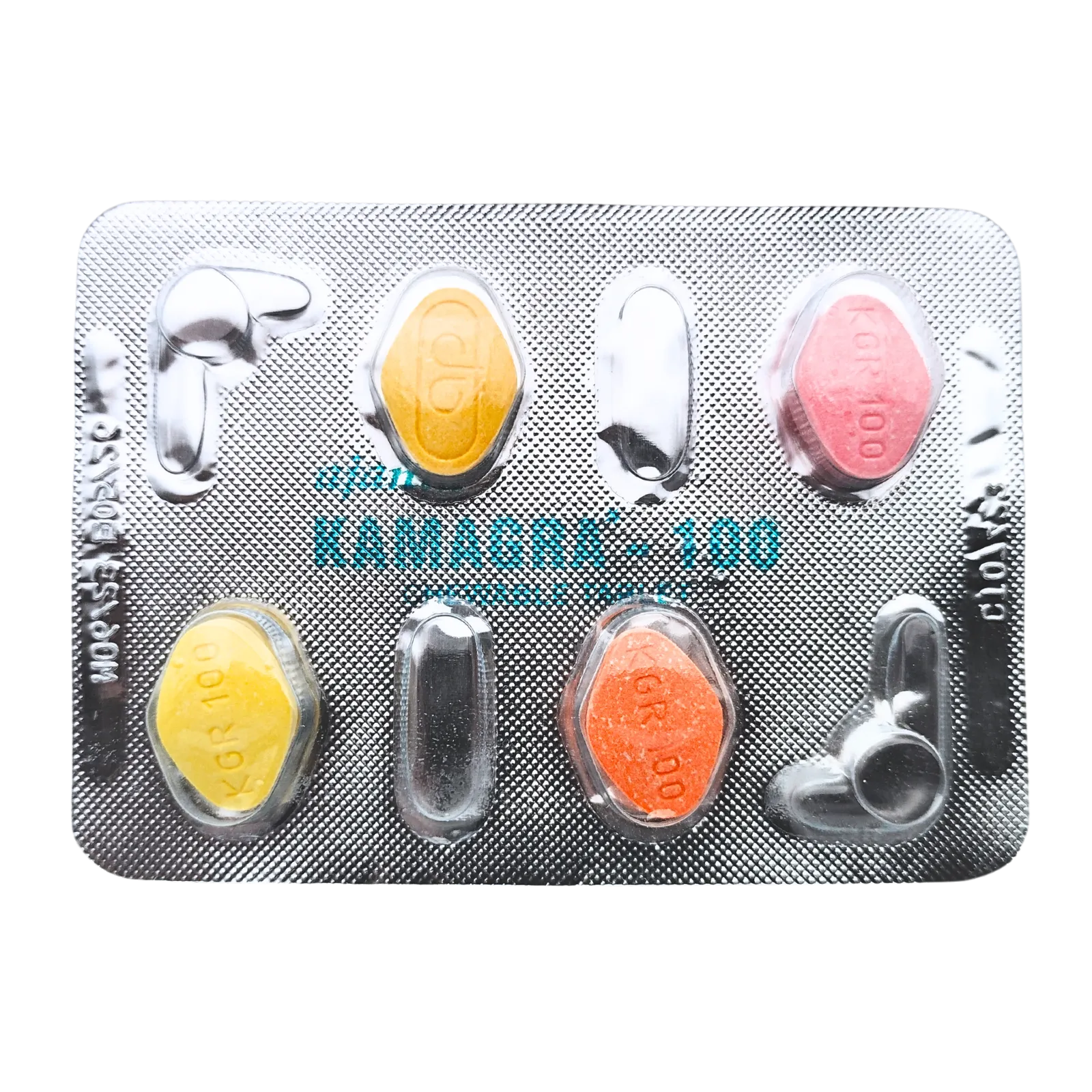 カマグラチュアブル（KAMAGRA Chewable）100mgが4錠入ったシート（表面）