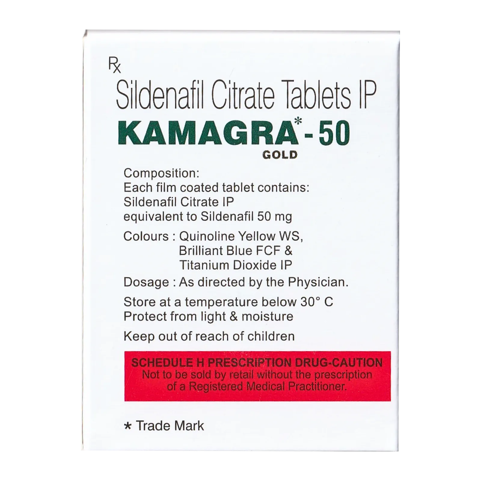 カマグラゴールド（KAMAGRA GOLD）50mgの箱（裏面）