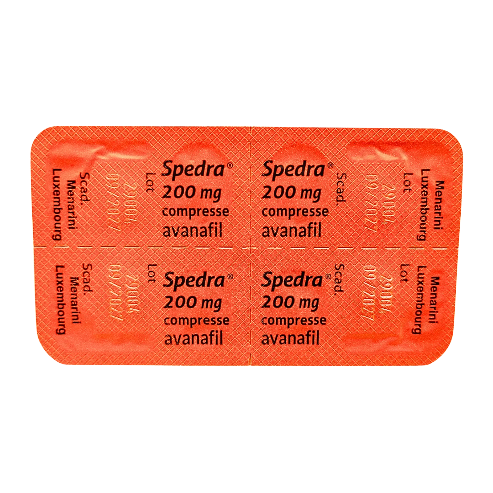 スペドラ（Spendra）（ステンドラ） 200mgが4錠入ったシート（裏面）