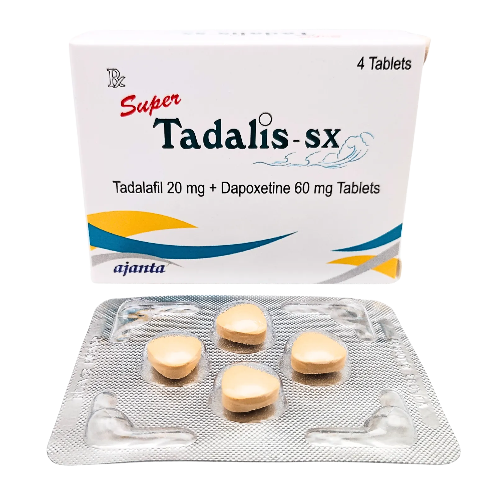 スーパータダリスSX（Super Tadalis SX）が4錠入ったシートと箱（表面）