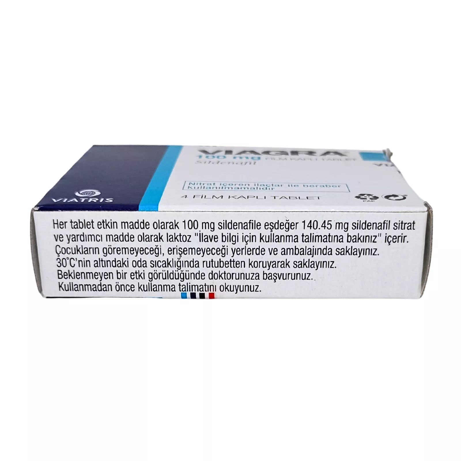 バイアグラ（VIAGRA）100mgの箱（裏面）