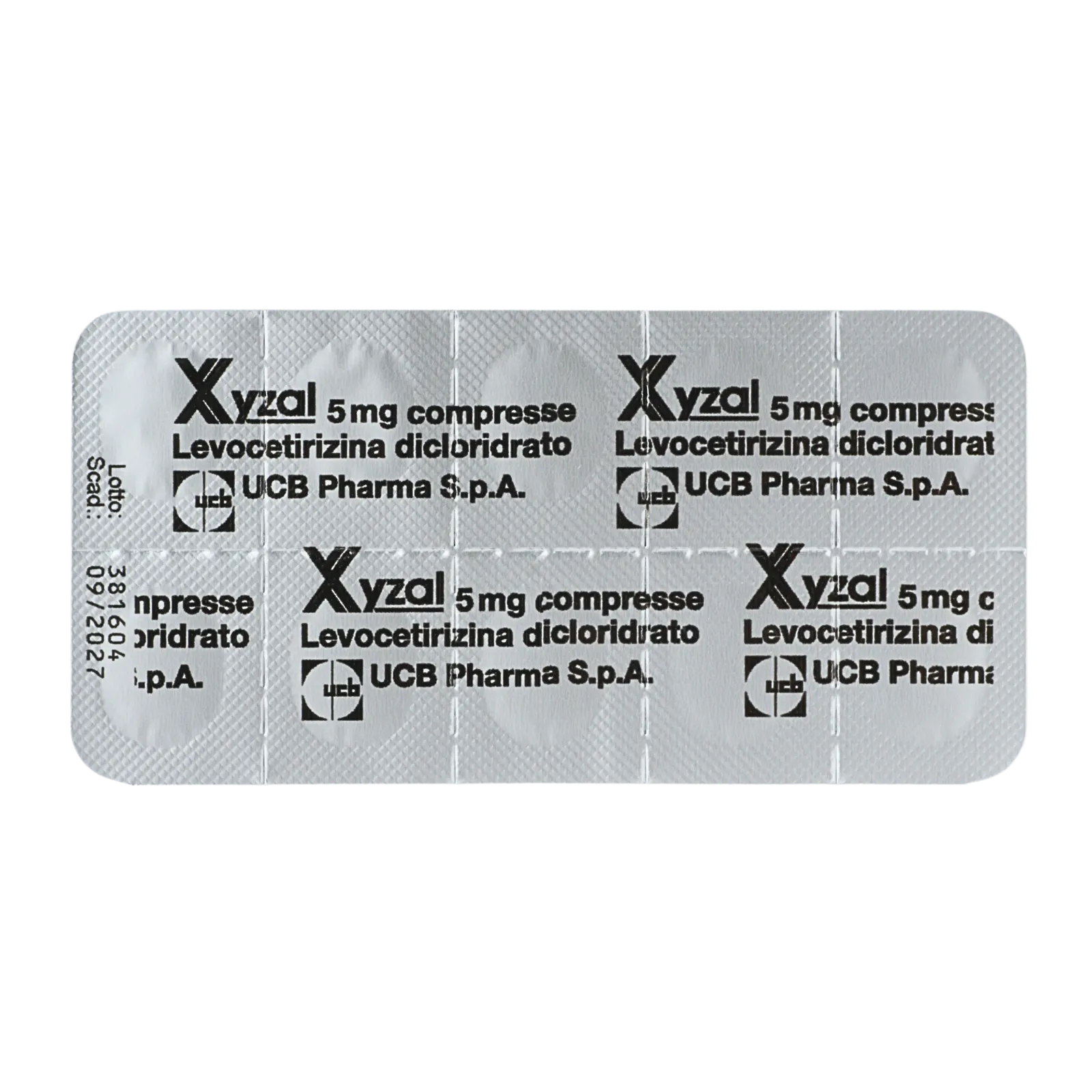 ザイザル（Xyzal）が10錠が入ったシート（裏面）