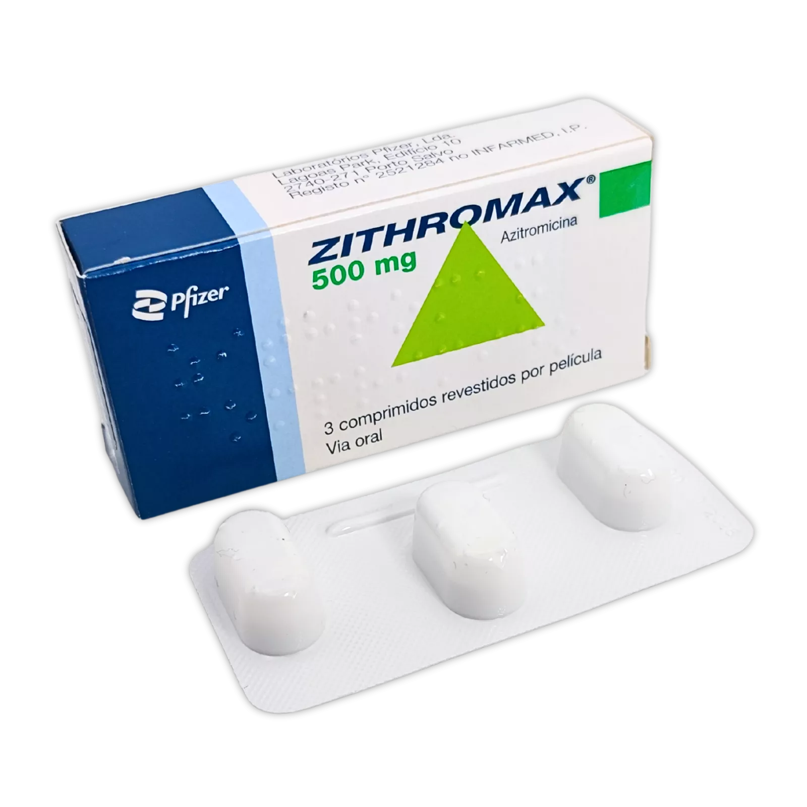 ジスロマック（ZITROMAX）500mgが3錠入ったシート（表面）