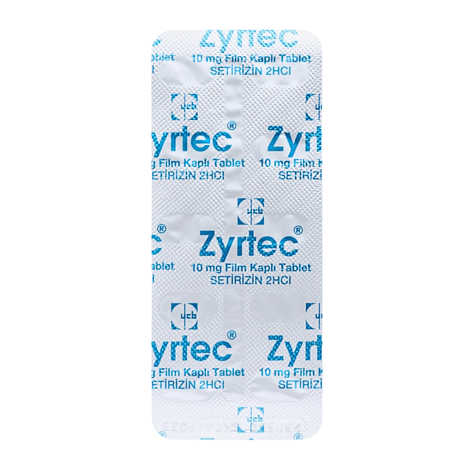 ジルテック（Zyrtec）が10錠入ったシート（裏面）